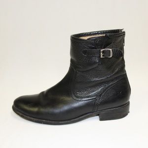Frye x Revolve Pippa Black Zip Back Ankle Boot
